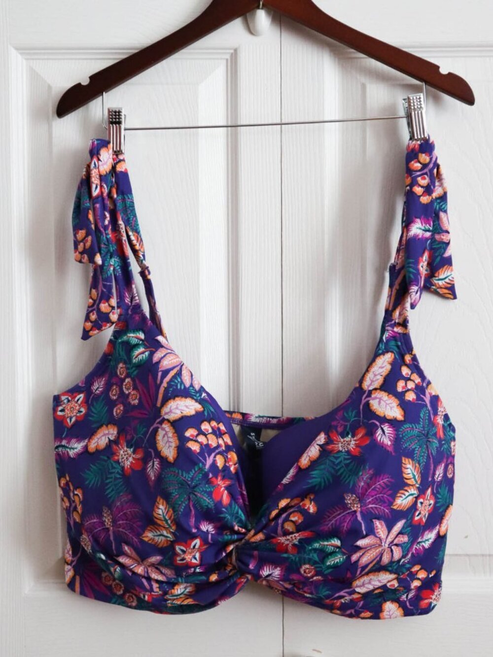 Swimsuits For All Bikini Top Sz 42G 3X Built in Underwire Bra Tie Straps Floral